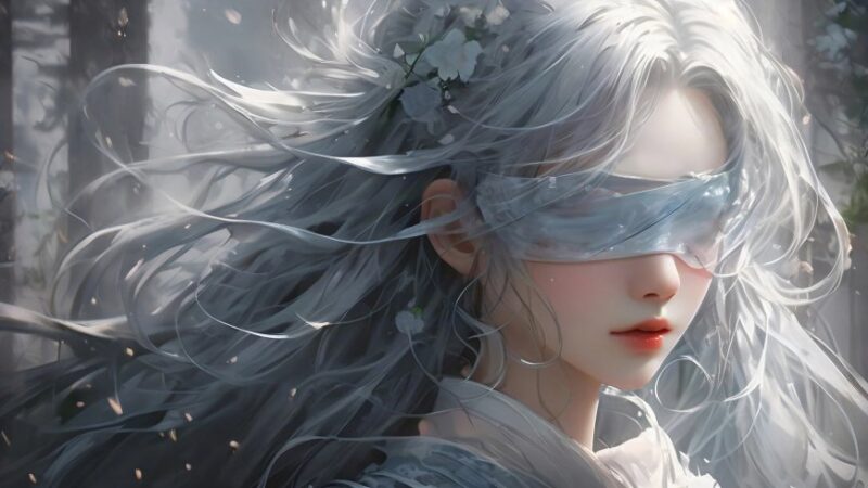 蒙眼少女 长发 唯美好看动漫桌面壁纸-壁纸森林 (WallForest)